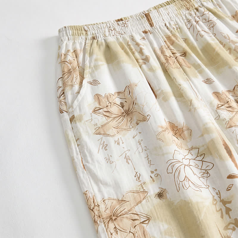 Weiche Lounge-Shorts aus Baumwolle mit Blumenmuster - image 2