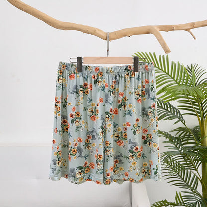 Vintage-Sommershorts mit Blumenmuster und Rüschensaum - Blau - 2XL - image 0