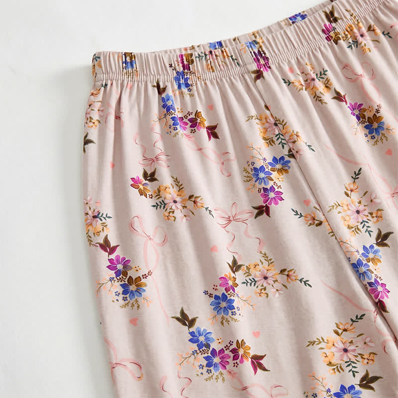 Vintage-Loungeshorts mit Blumenmuster und lockerer Passform - image 2