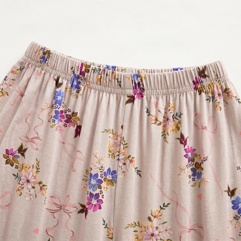 Vintage-Loungeshorts mit Blumenmuster und lockerer Passform - image 1