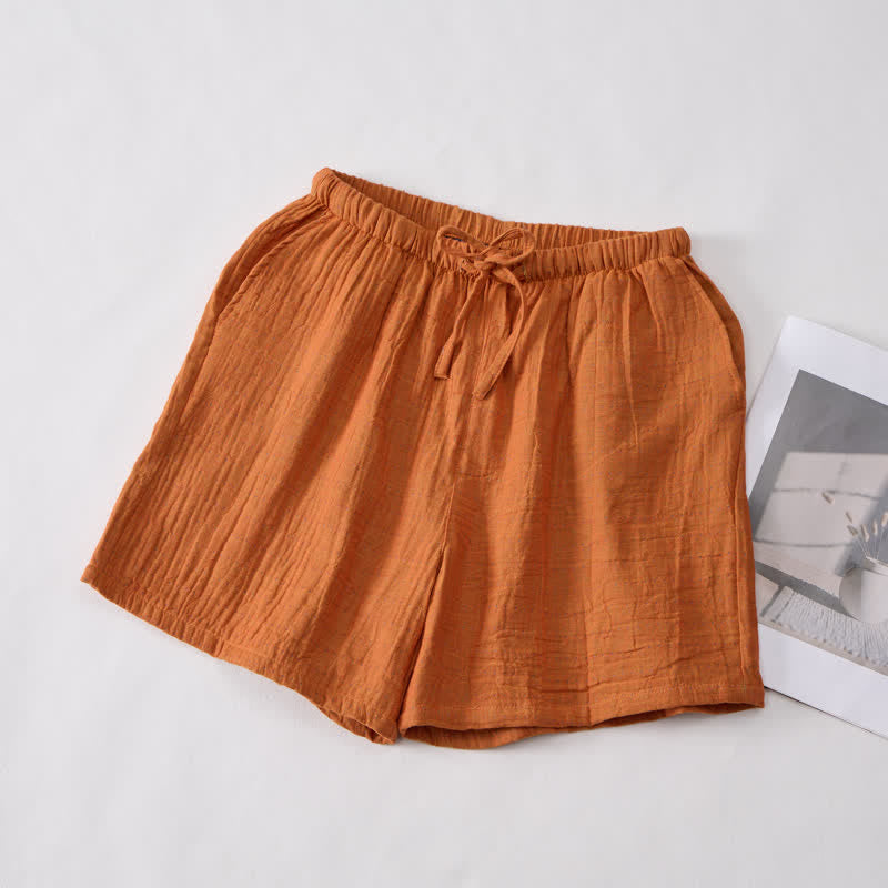 Lässige Lounge-Shorts aus Baumwollgaze mit Kordelzug - image 1