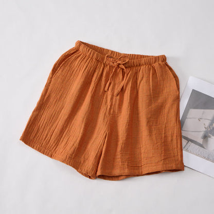 Lässige Lounge-Shorts aus Baumwollgaze mit Kordelzug - image 1