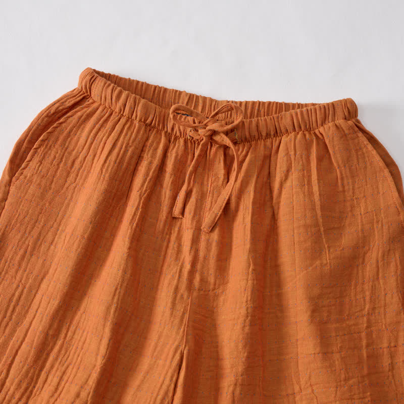 Lässige Lounge-Shorts aus Baumwollgaze mit Kordelzug - image 2