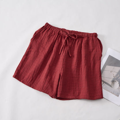 Lässige Lounge-Shorts aus Baumwollgaze mit Kordelzug - image 9
