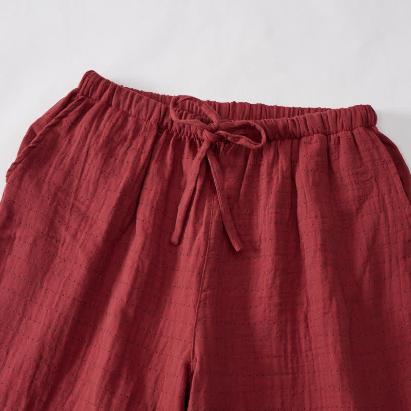 Lässige Lounge-Shorts aus Baumwollgaze mit Kordelzug - image 10