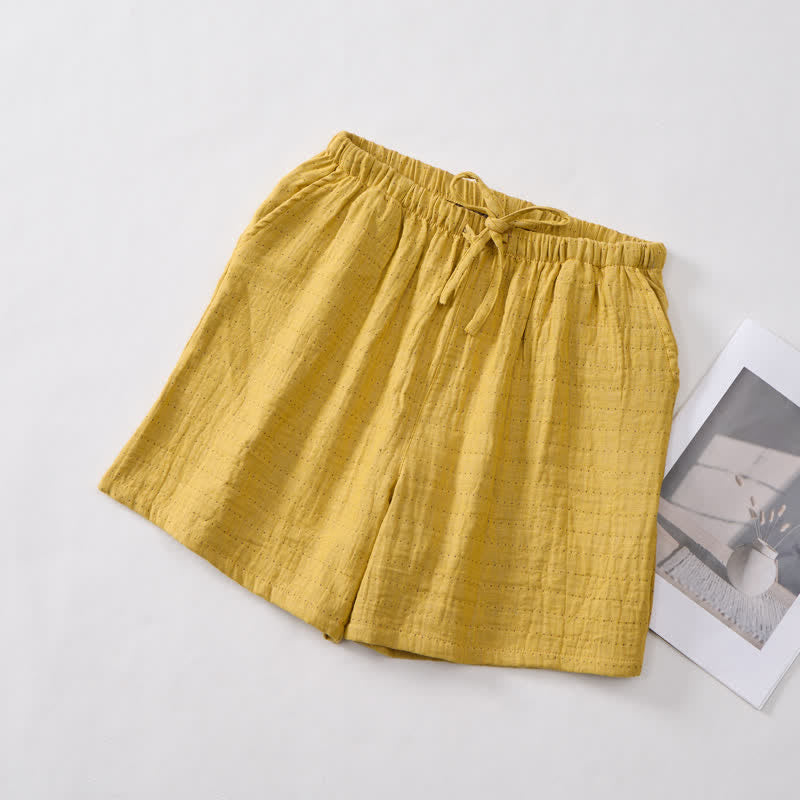 Lässige Lounge-Shorts aus Baumwollgaze mit Kordelzug - image 17