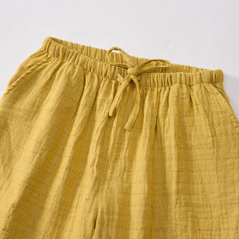 Lässige Lounge-Shorts aus Baumwollgaze mit Kordelzug - image 18