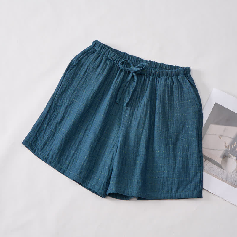 Lässige Lounge-Shorts aus Baumwollgaze mit Kordelzug - image 27