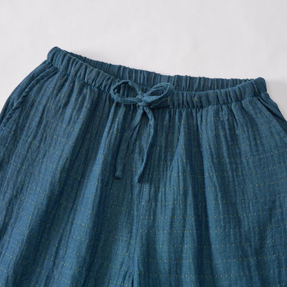 Lässige Lounge-Shorts aus Baumwollgaze mit Kordelzug - image 28