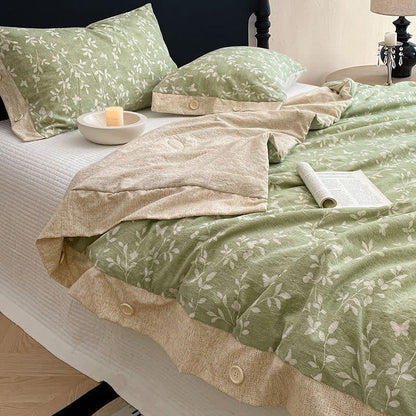 Baumwoll-Leinen-Decke mit Rankenmuster - 2 Kissenbezüge - 48cm x 74cm - image 0