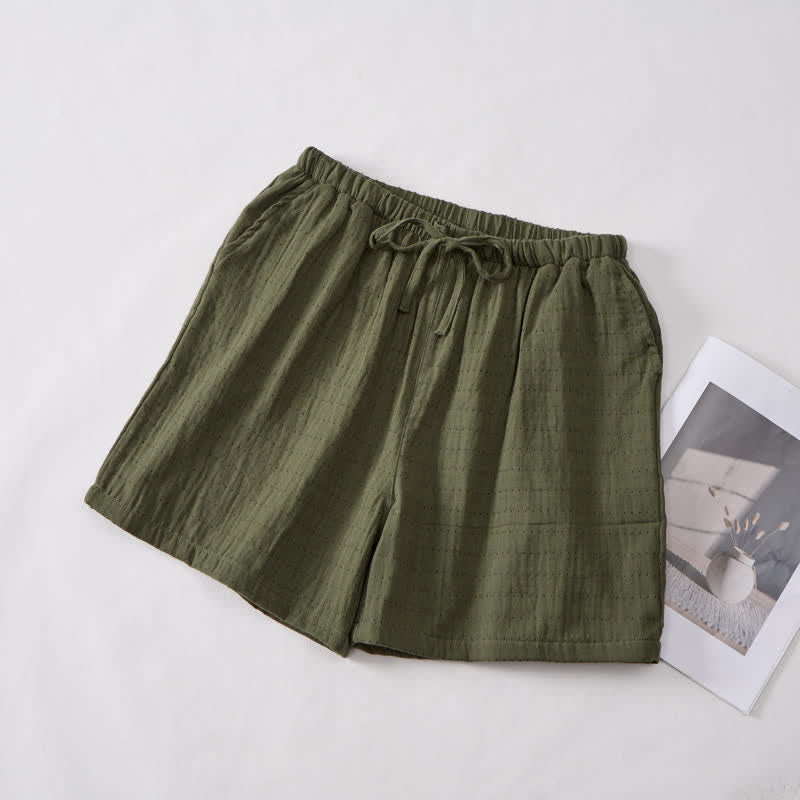 Lässige Lounge-Shorts aus Baumwollgaze mit Kordelzug - image 38