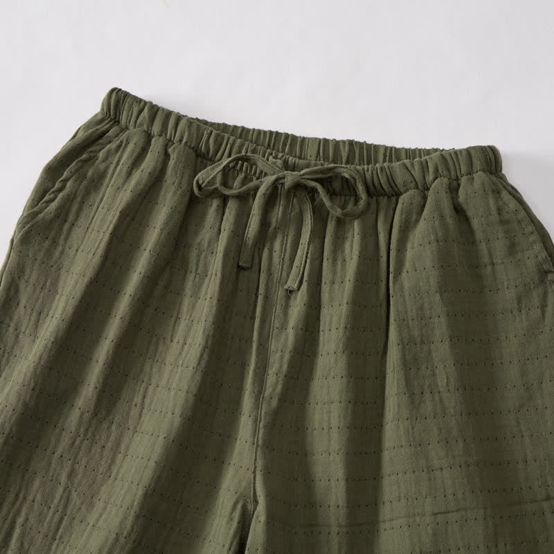 Lässige Lounge-Shorts aus Baumwollgaze mit Kordelzug - image 39