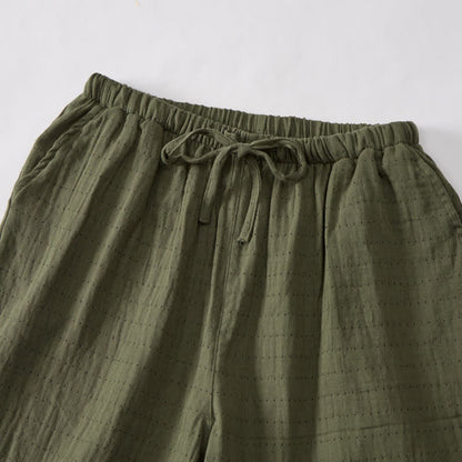 Lässige Lounge-Shorts aus Baumwollgaze mit Kordelzug - image 39