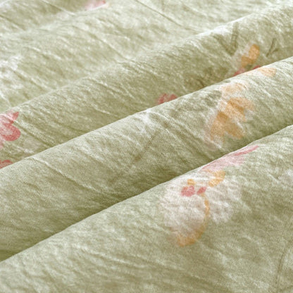 Patchworkdecke aus Baumwoll-Leinen mit Blumenmuster und Knopfleiste - image 8