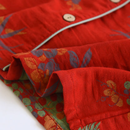 Vintage Loungewear-Set aus Baumwolle mit Vogel- und Blumenmuster - image 10