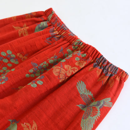 Vintage Loungewear-Set aus Baumwolle mit Vogel- und Blumenmuster - image 14