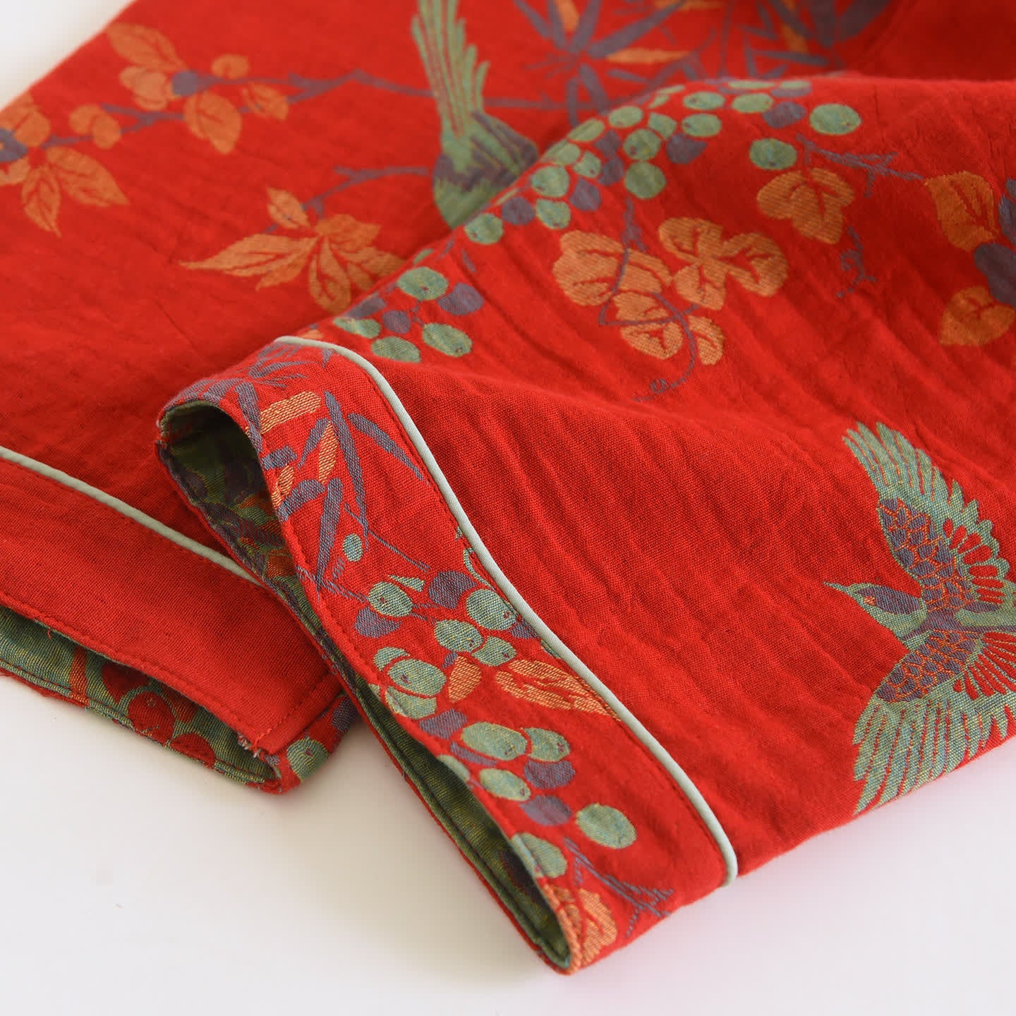 Vintage Loungewear-Set aus Baumwolle mit Vogel- und Blumenmuster - image 15