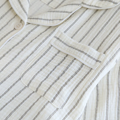 Lässiges Sommer-Loungewear-Set mit Streifen und Camp-Kragen - image 7