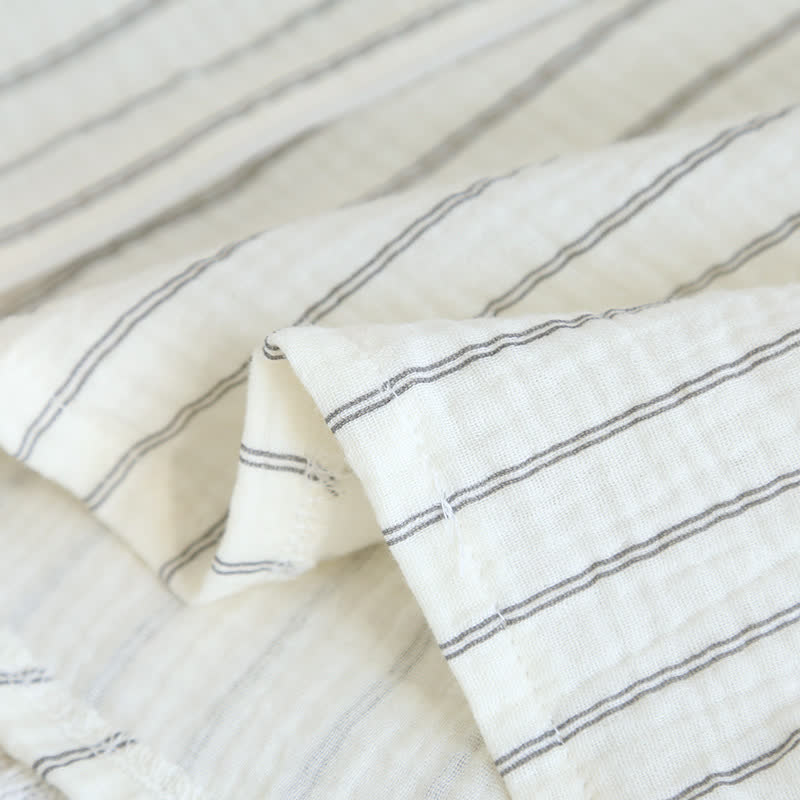 Lässiges Sommer-Loungewear-Set mit Streifen und Camp-Kragen - image 10