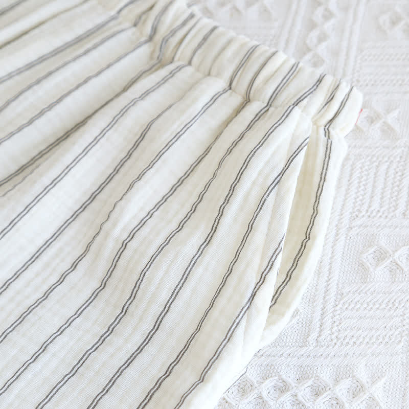 Lässiges Sommer-Loungewear-Set mit Streifen und Camp-Kragen - image 13