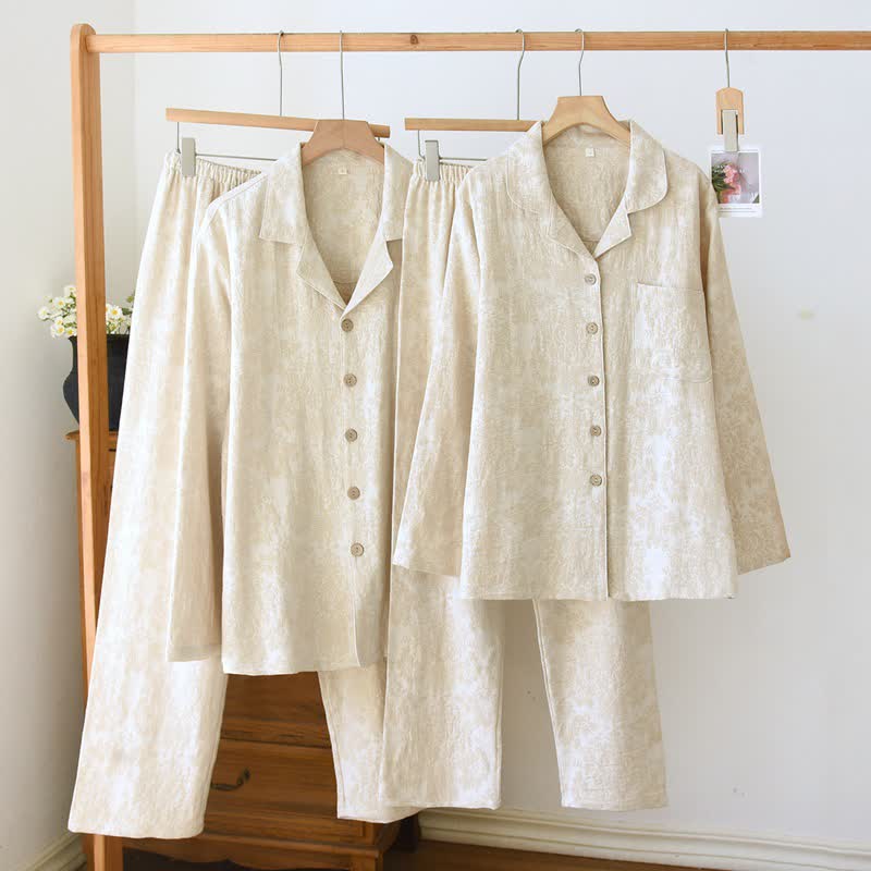 Minimalistisches Loungewear-Set für Paare mit Knopfleiste - image 0