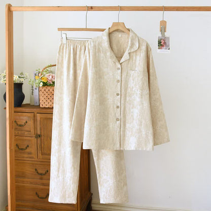 Minimalistisches Loungewear-Set für Paare mit Knopfleiste - Beige - Damen XXL - image 1
