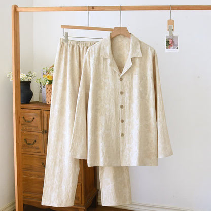 Minimalistisches Loungewear-Set für Paare mit Knopfleiste - Beige - Herren 2XL - image 2