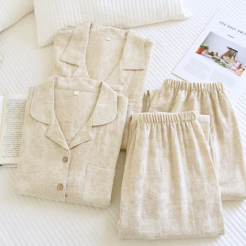 Minimalistisches Loungewear-Set für Paare mit Knopfleiste - image 3