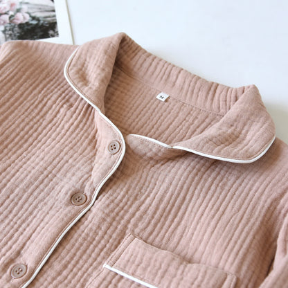 Loungewear-Set aus Baumwollgaze mit Kontrastbesatz - image 6