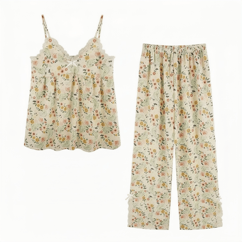 Romantisches Lounge-Set aus geblümtem Camisole und Knöchelhose - image 2