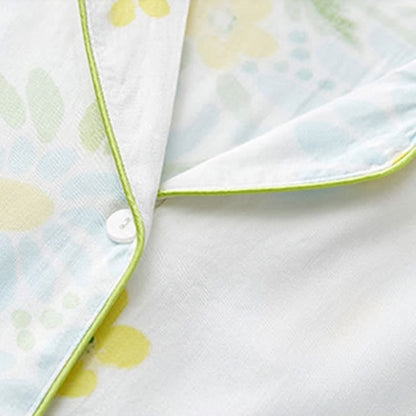 Pyjama-Shorts-Set mit Sonnenblumen-Minz-Kontrastbesatz - image 7