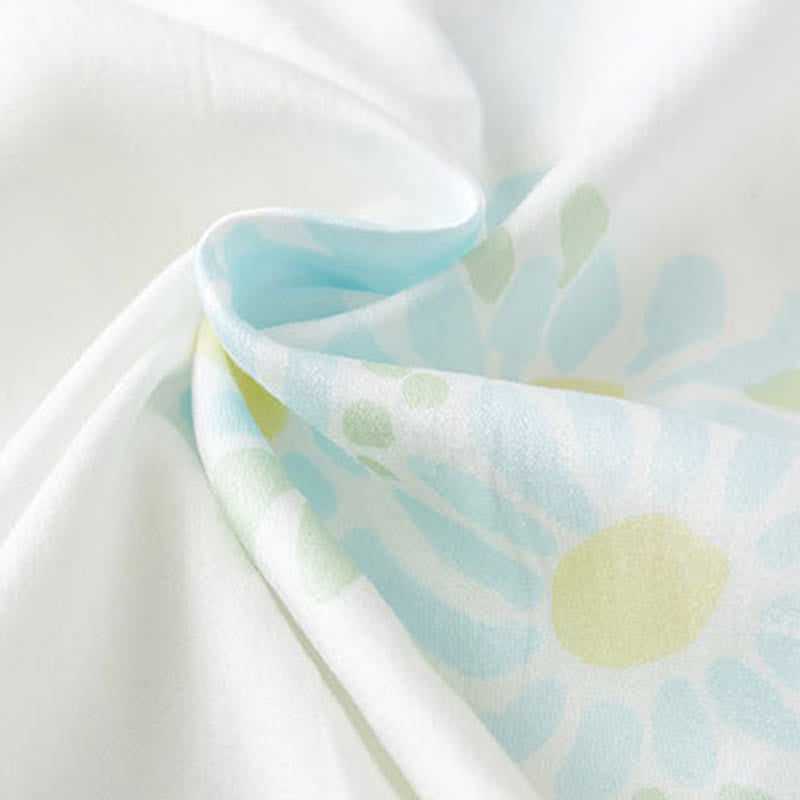 Pyjama-Shorts-Set mit Sonnenblumen-Minz-Kontrastbesatz - image 14