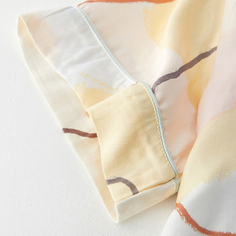 Loungewear-Set aus Satin mit abstraktem Print und kurzen Ärmeln - image 5