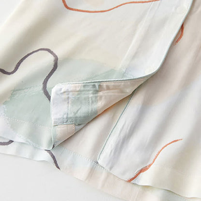 Loungewear-Set aus Satin mit abstraktem Print und kurzen Ärmeln - image 7