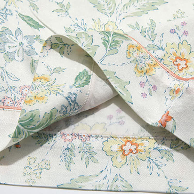 Französischer Satin-Kurzpyjama mit Blumenmuster für Sommernächte - image 15