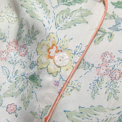 Französischer Satin-Kurzpyjama mit Blumenmuster für Sommernächte - image 11