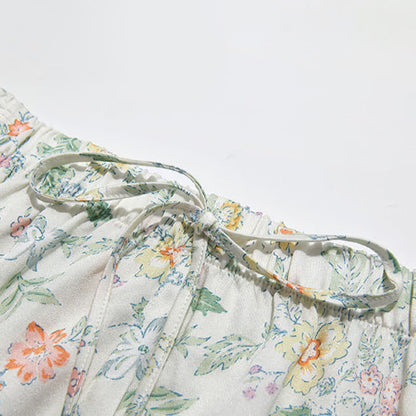 Französischer Satin-Kurzpyjama mit Blumenmuster für Sommernächte - image 14