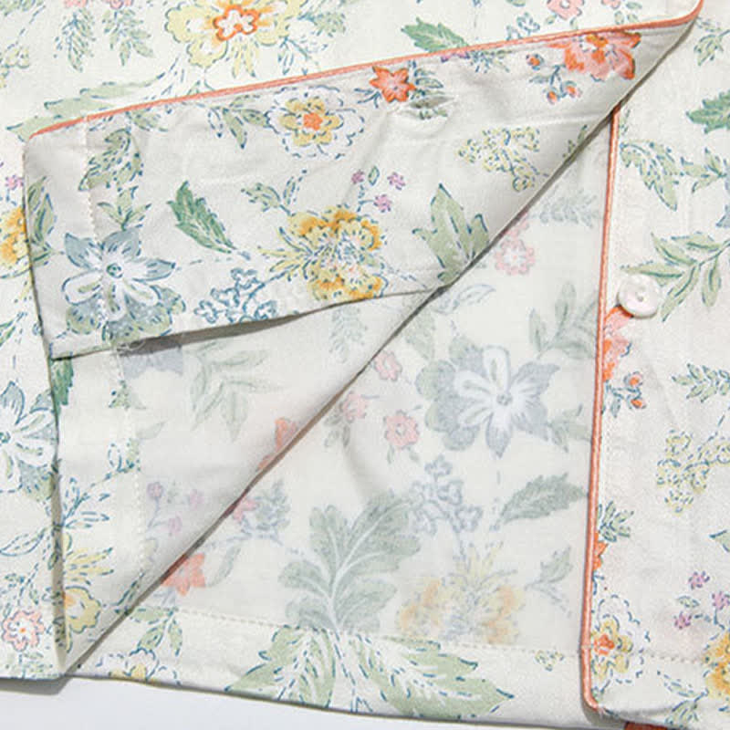 Französischer Satin-Kurzpyjama mit Blumenmuster für Sommernächte - image 13