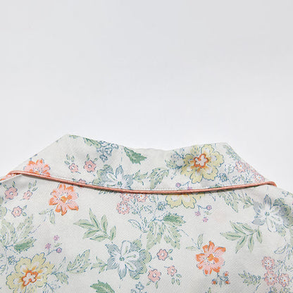 Französischer Satin-Kurzpyjama mit Blumenmuster für Sommernächte - image 10