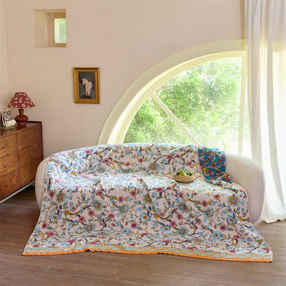Wendbare Baumwolldecke mit Boho-Blumenmuster und Rankenmuster - image 4