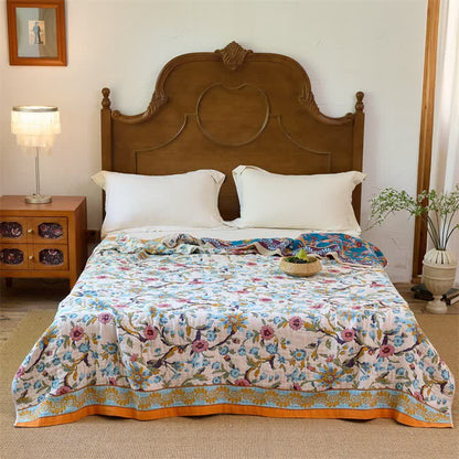 Wendbare Baumwolldecke mit Boho-Blumenmuster und Rankenmuster - König - image 0