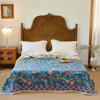 Wendbare Baumwolldecke mit Boho-Blumenmuster und Rankenmuster - image 2
