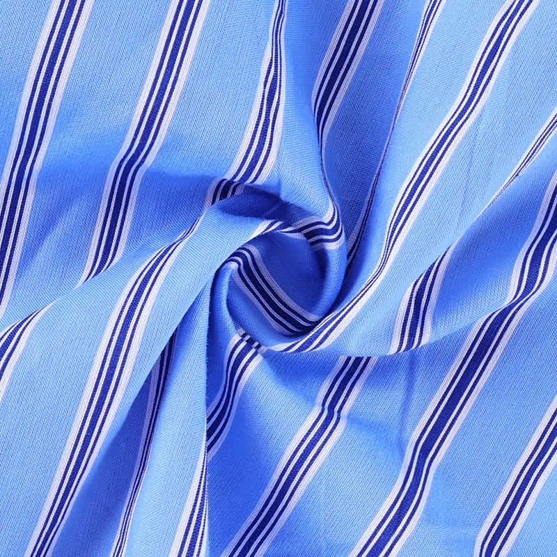Loungewear-Set aus blau-weiß gestreiften Baumwoll-Cami-Shorts mit Spitze - image 6
