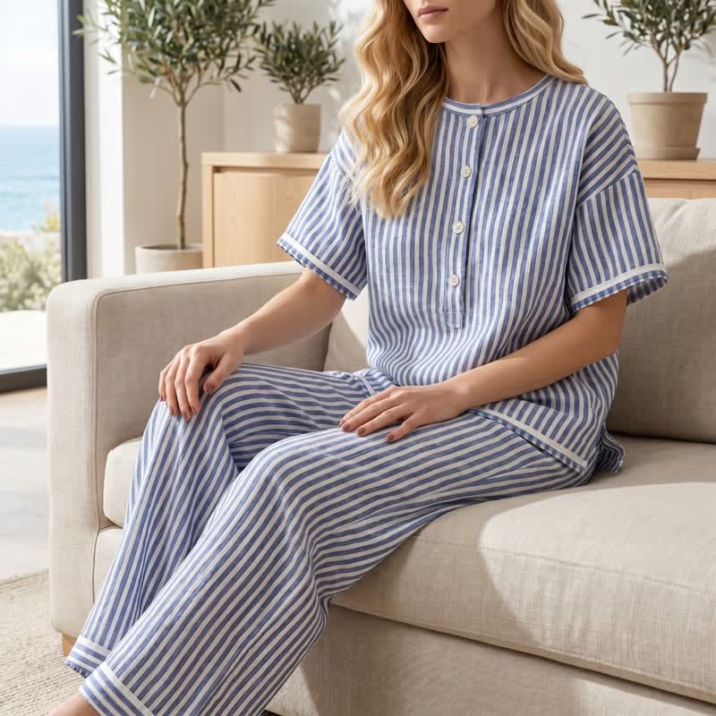 Zweiteiliges Loungewear-Set mit Küstenstreifen - image 2