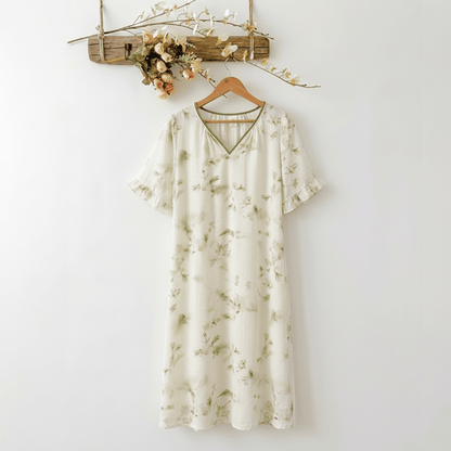 Romantisches, geblümtes Lyocell-Loungewear-Schlafkleid mit V-Ausschnitt - Minzcreme - XXXL - image 0