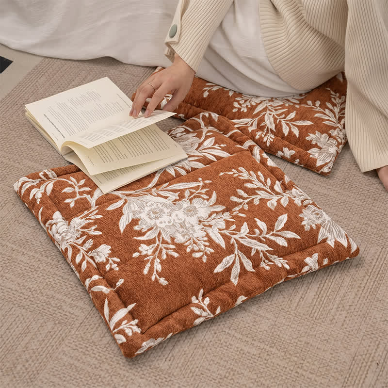 Vintage-Stuhlkissen aus Chenille mit Blumenmuster zum Binden - image 3
