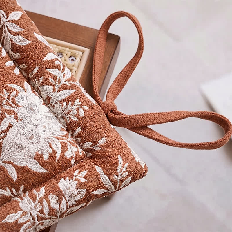 Vintage-Stuhlkissen aus Chenille mit Blumenmuster zum Binden - image 4