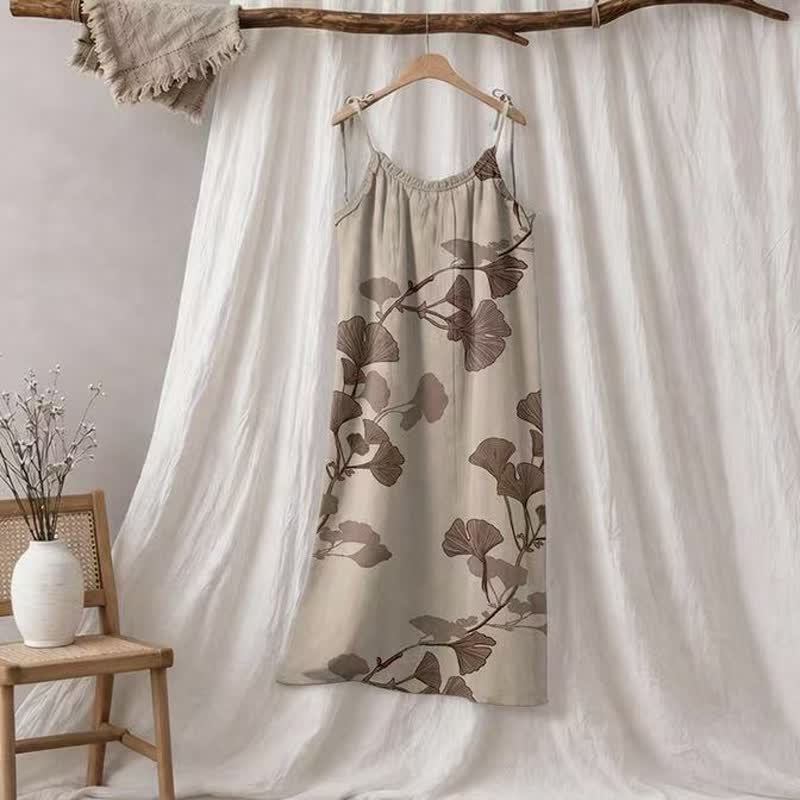 Maxikleid mit Ginkgoblatt-Schnittmuster - Beige & Kaffee - XL - image 20