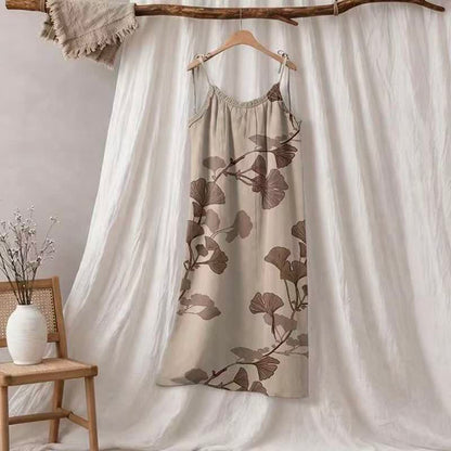 Maxikleid mit Ginkgoblatt-Schnittmuster - Beige & Kaffee - XL - image 20