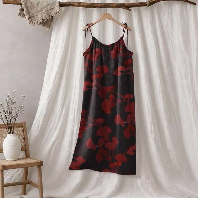 Maxikleid mit Ginkgoblatt-Schnittmuster - Schwarz & Rot - XL - image 30